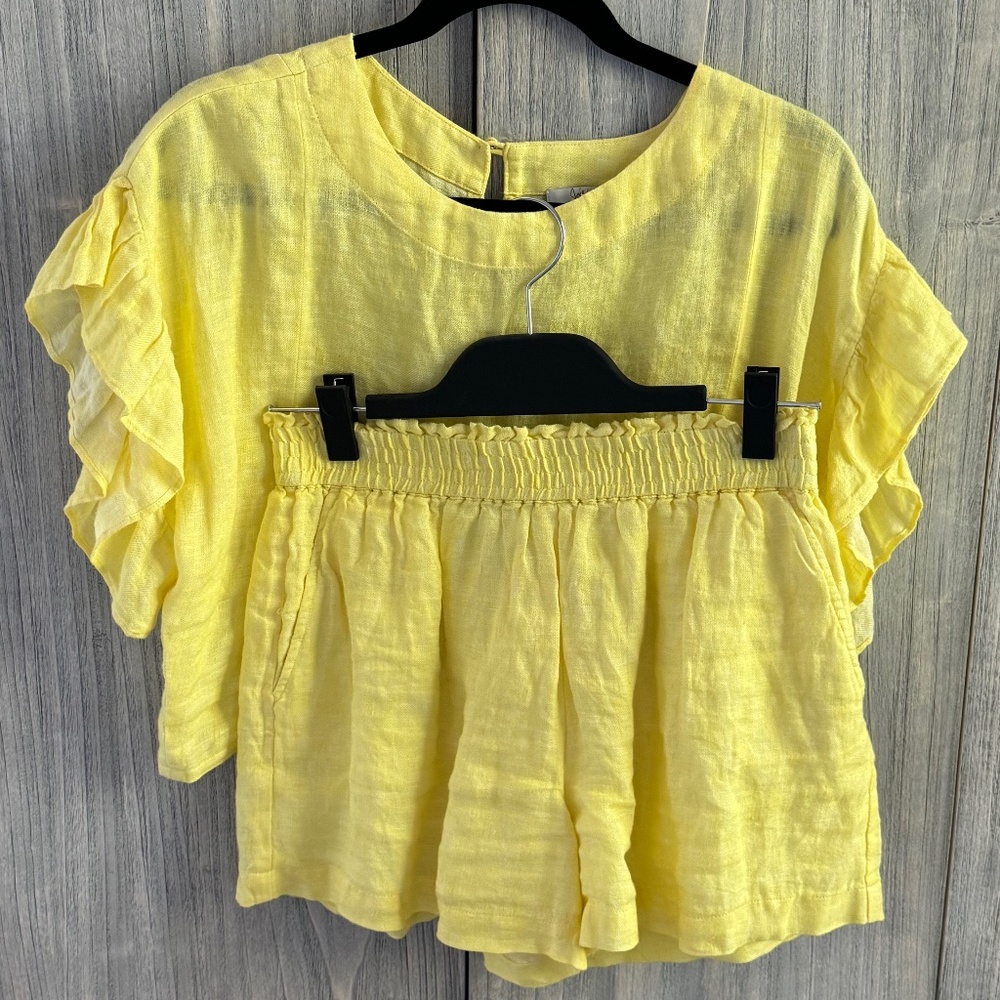 Joie Linen cropped top and shorts in pineapple